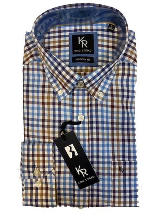 Flannel Shirt King's Road, Blauw Bruin Blokje