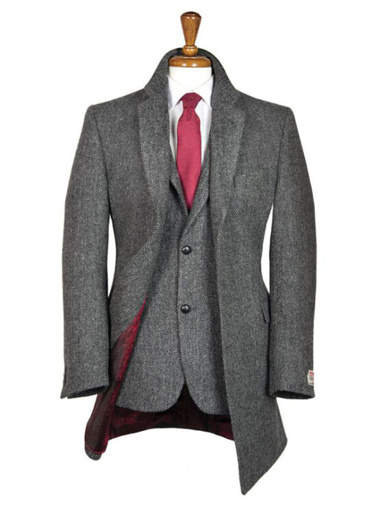 Harris Tweed Overjas, Murdo ¾ Coat - Charcoal - Afbeelding 3