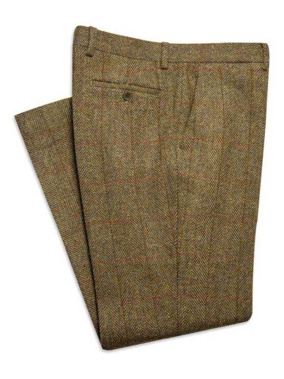 Harris Tweed Pantalon, Mens Tweed Trousers - Mustard