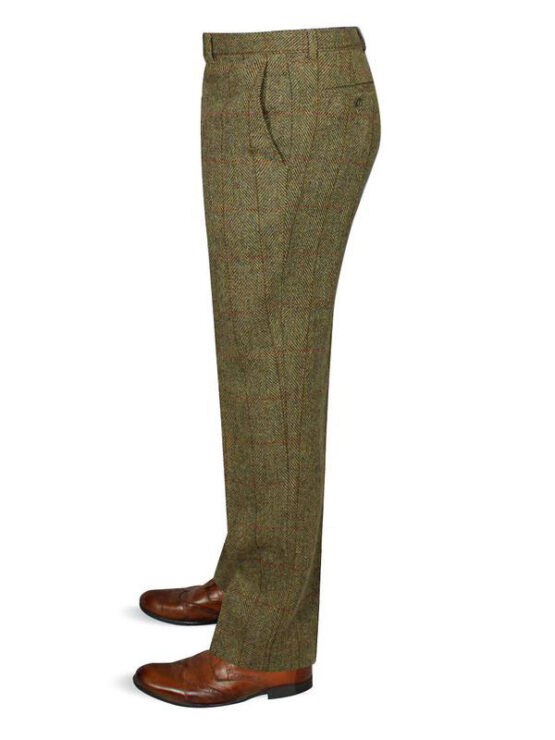 Harris Tweed Pantalon, Mens Tweed Trousers - Mustard - Afbeelding 2