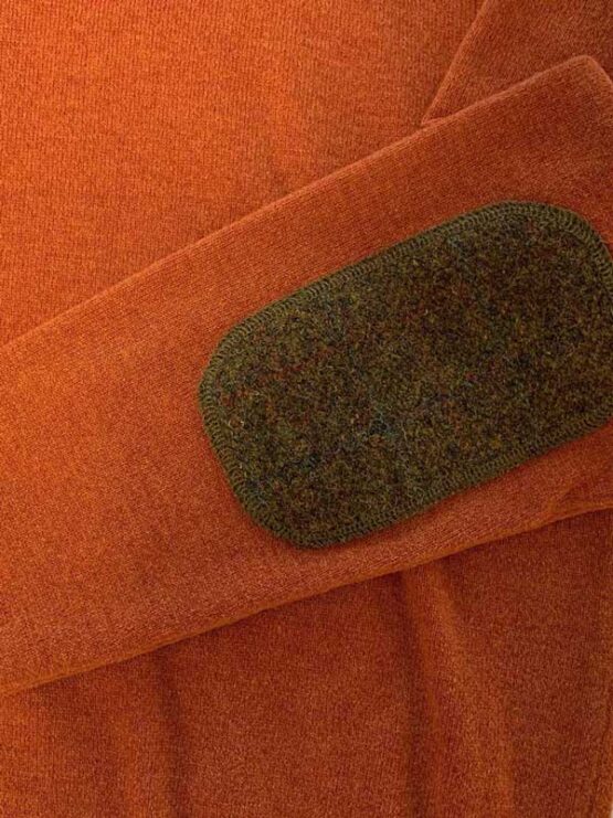 Pullover lambswool met Harris Tweed details Burned Orange - Afbeelding 2