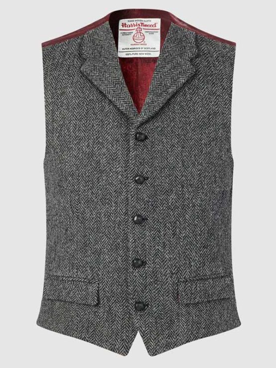 Harris Tweed Vestje, Angus Waistcoat - Charcoal