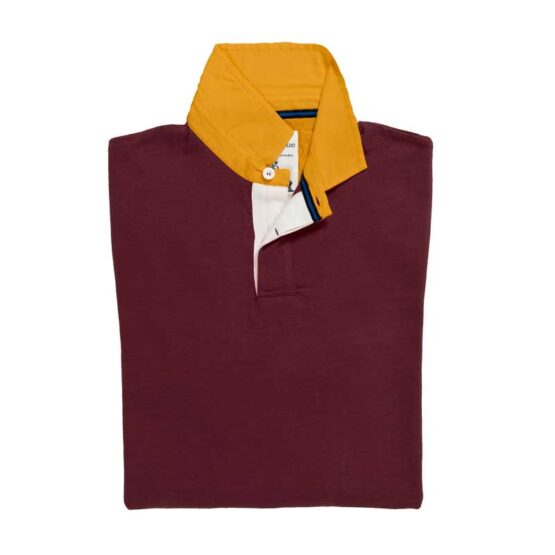 Classic Burgundy With Gold Collar 1871 Rugby Shirt - Afbeelding 2