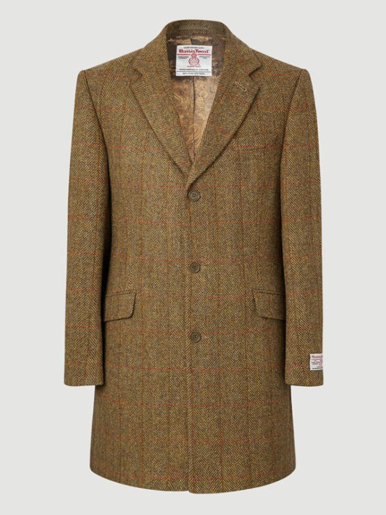 Harris Tweed Overjas, Murdo 3/4 Coat - Mustard