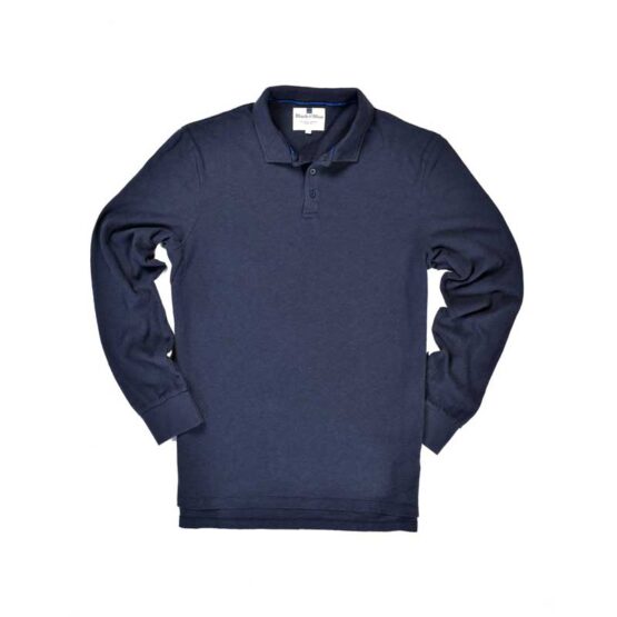 Long Sleeve Polo Shirt Blue - Afbeelding 6