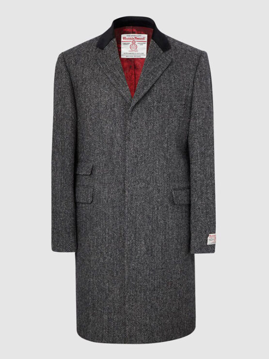 Harris Tweed Overjas, Chelsea Overcoat - Charcoal