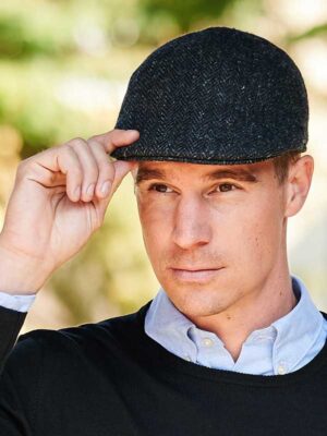 Harris Tweed Flat Cap Henry In Charcoal