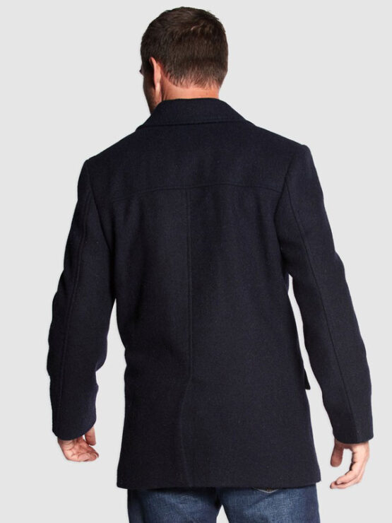 Harris Tweed Coat, Ferry Reefer Coat - Navy Plain - Afbeelding 4