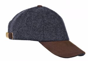 Harris Tweed Cap, Black Herringbone