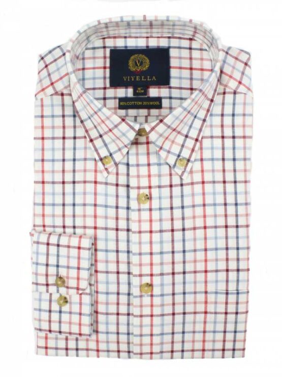 Viyella Shirt, Flanel Tattersall Blue/red