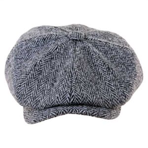 Harris Tweed Baker Boy Cap Scott Black Grey