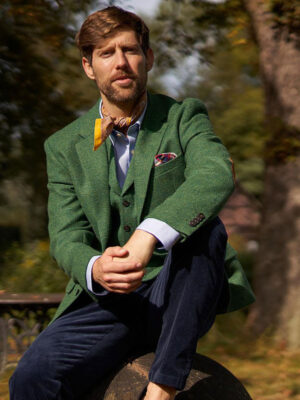 Harris Tweed Jacket London In Green Twill