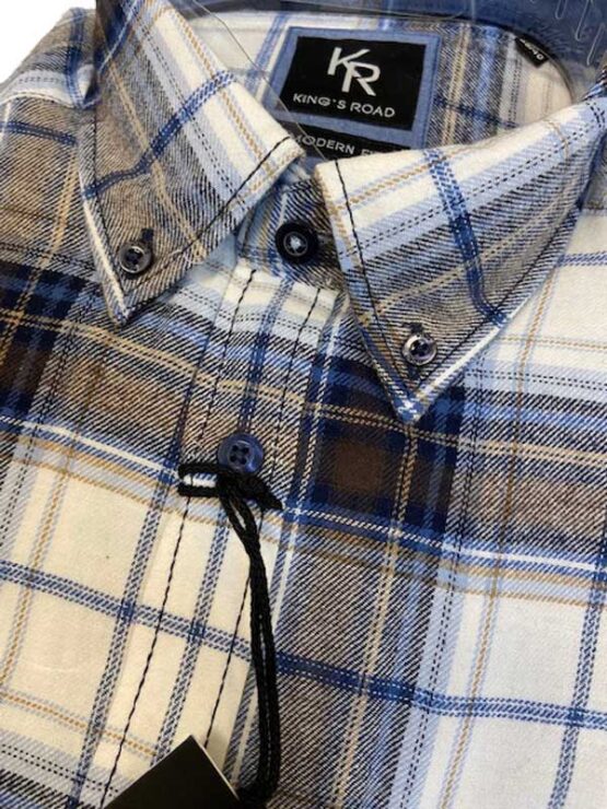 Shirt King's Road, Blauw Ruit, Zware Flannel - Afbeelding 3