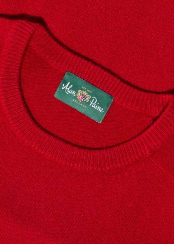 Alan Paine Lamswol Pullover Ronde-hals, Updated Fit - Red