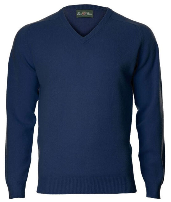 Alan Paine Lamswol Pullover V-hals, Updated Fit - Indigo - Afbeelding 4