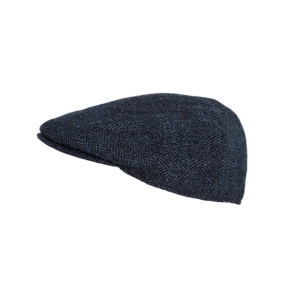 Flat Cap 610 Harris Tweed Blauw Visgraat - Afbeelding 2