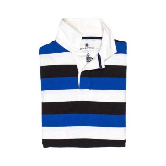 Classic Black, Blue & White 1871 Rugby Shirt - Afbeelding 2