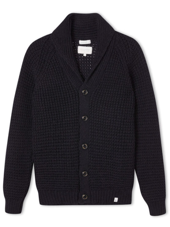 Vest, Waffle Shawl Cardigan Navy