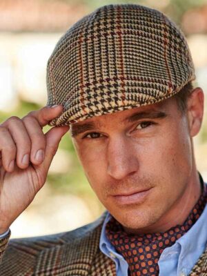 Harris Tweed Flat Cap Henry In Scottish Check