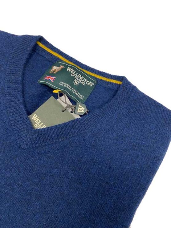 Pullover lambswool  Midnight met Harris Tweed details Blauw - Afbeelding 3