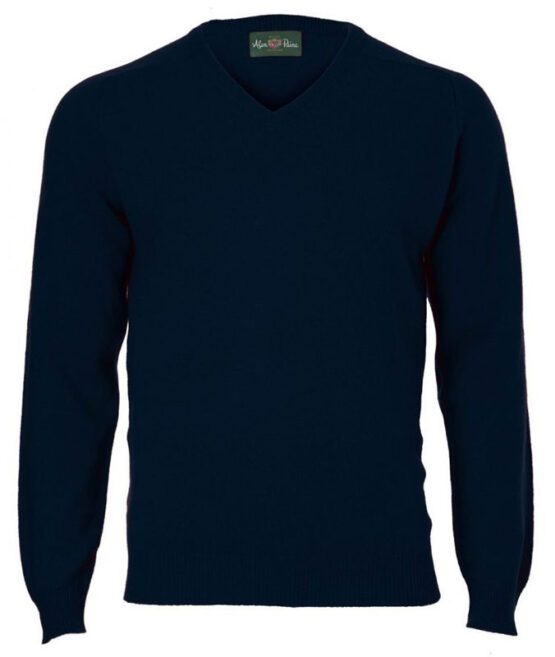 Alan Paine Lamswol Pullover V-hals, Updated Fit - Navy - Afbeelding 4