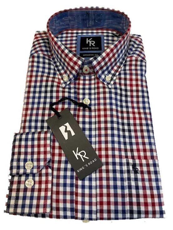 Flannel Shirt King's Road, Blauw Rood Blokje - Afbeelding 2