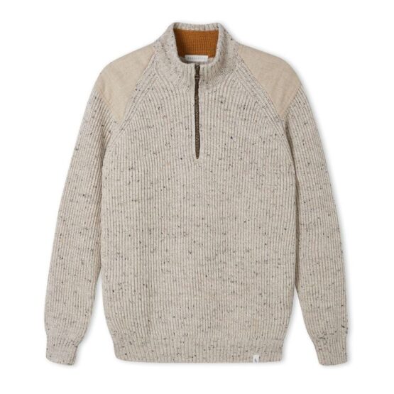 Pullover,Foxton Zip Neck, Oatmeal