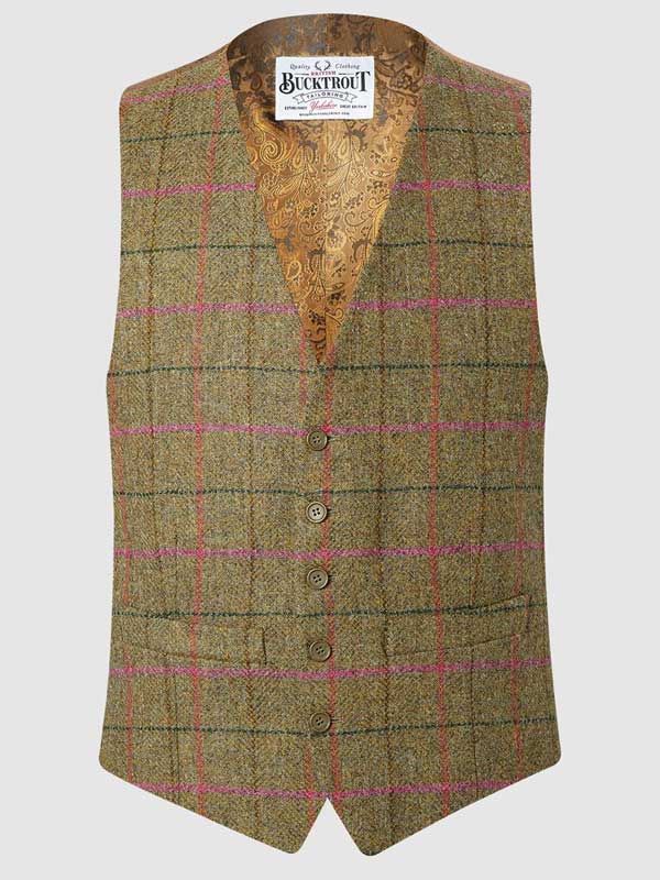 Tweed_Vestje__IAIN_WAISTCOAT___Green_Pink_Check