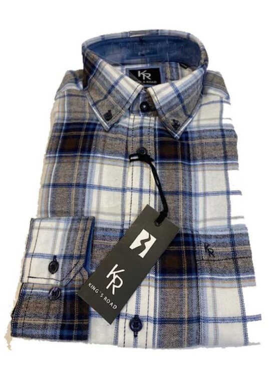 Shirt King's Road, Blauw Ruit, Zware Flannel - Afbeelding 2