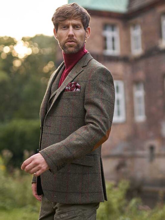 Harris Tweed Jacket Green Overcheck 633