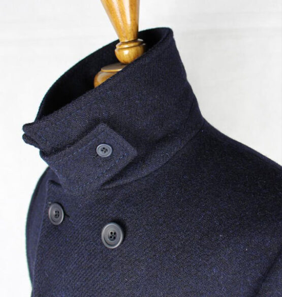 Harris Tweed Coat, Ferry Reefer Coat - Navy Plain - Afbeelding 5