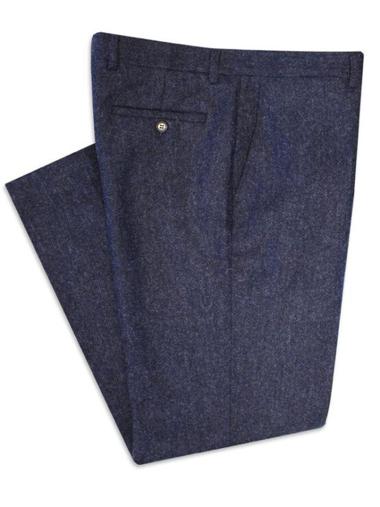 Yorkshire Tweed Pantalon, Mens Tweed Trousers - Blue