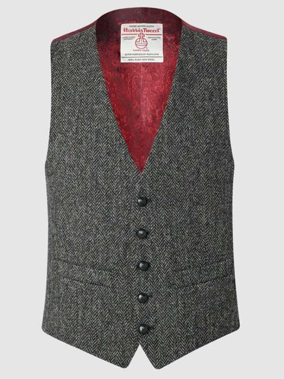 Harris Tweed Vestje, Iain Waistcoat - Charcoal