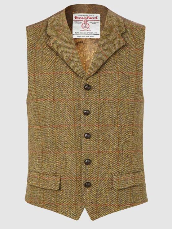 Harris Tweed Vestje, Angus Waistcoat - Mustard