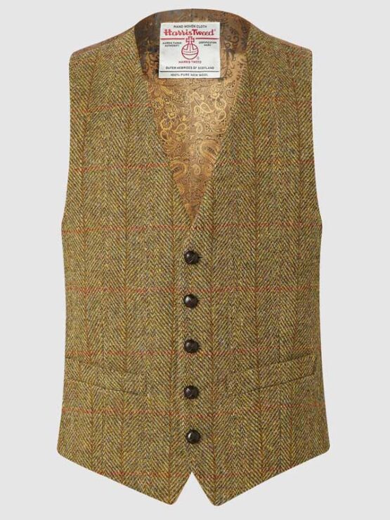 Harris Tweed Vestje, Iain Waistcoat - Mustard