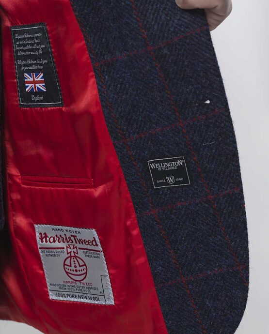 Harris Tweed Jacket Red Overcheck 614 - Afbeelding 2