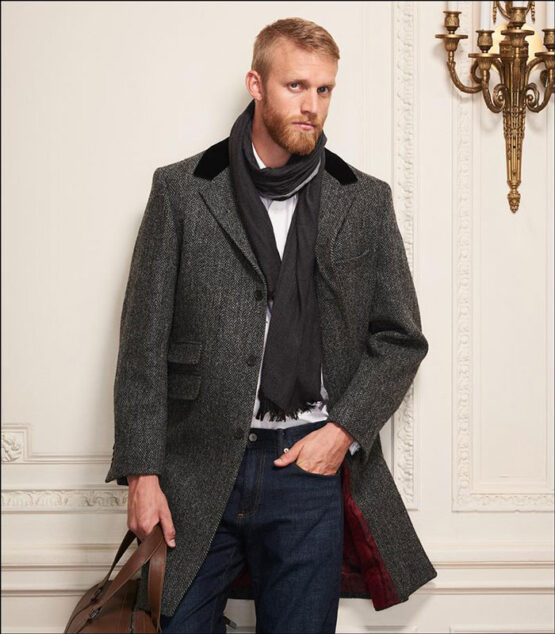 Harris Tweed Overjas, Chelsea Overcoat - Charcoal - Afbeelding 3