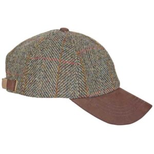 Harris Tweed Cap, Sage Wine/gold