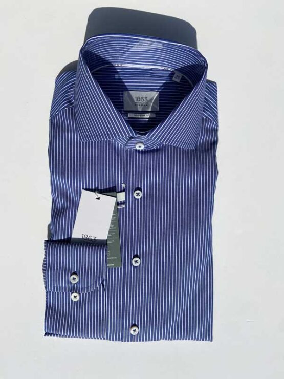 Streep Shirt Blauw Modern fit