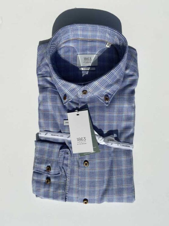 Flannel Shirt Blauw Ruit Modern fit