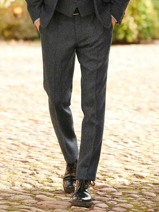 Harris Tweed Pantalon Blue Herringbone