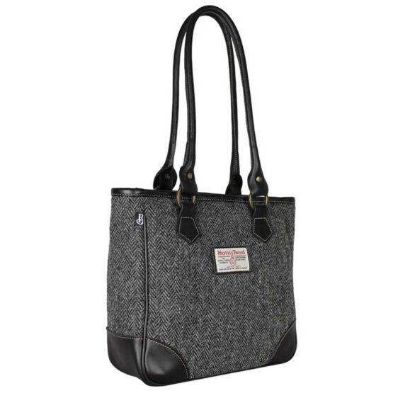 Harris Tweed Shire Bag Charcoal Herringbone