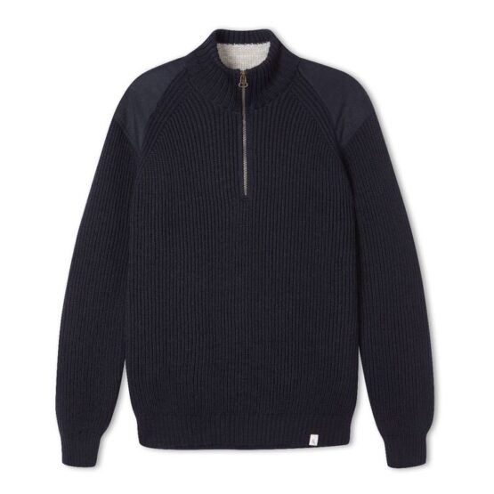 Pullover,Foxton Zip Neck, Navy