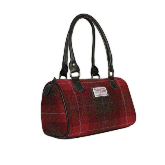 Harris Tweed Barrel Bag Red Check