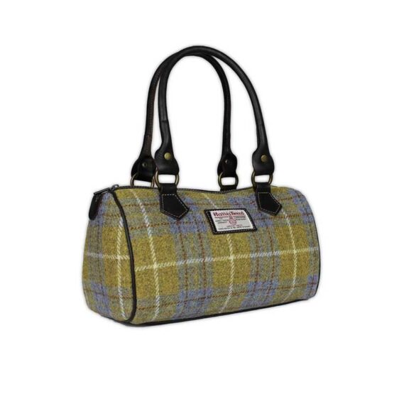 Harris Tweed Barrel Bag Yellow Blue Check