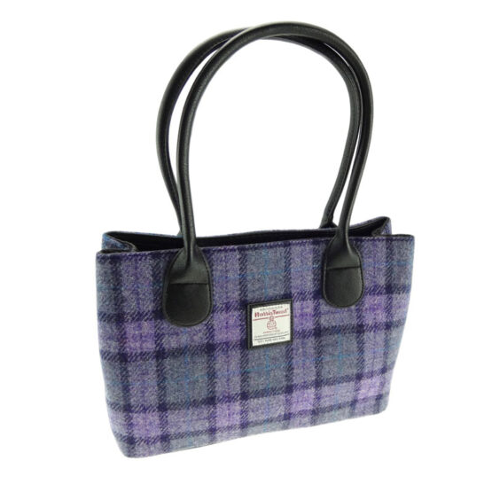 Harris Tweed 'Cassley' Classic Handbag in Bold Purple Check