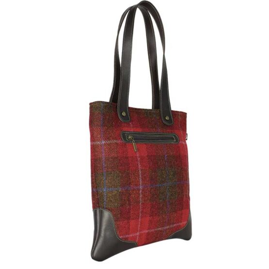 Otley Tote Harris Tweed Handbag Red Check - Afbeelding 2