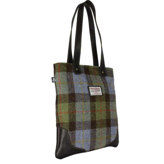 Otley Tote Harris Tweed Handbag Green Blue