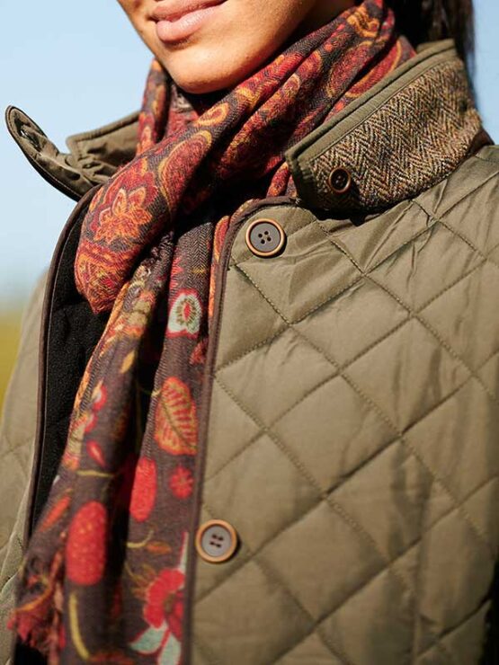 Wellington, Harris Tweed damesjas gesteppt met Polarfleece Olijfgroen - Afbeelding 5