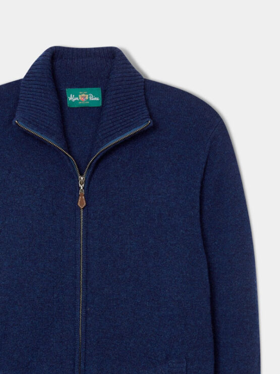 Cardigan Lambswool Zipped Jumper In Indigo - Afbeelding 2